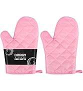Heat Resistant Thick Cotton Oven Mitts Set, Soft Quilted Lining, Strong Grip Potholders for Hot P...