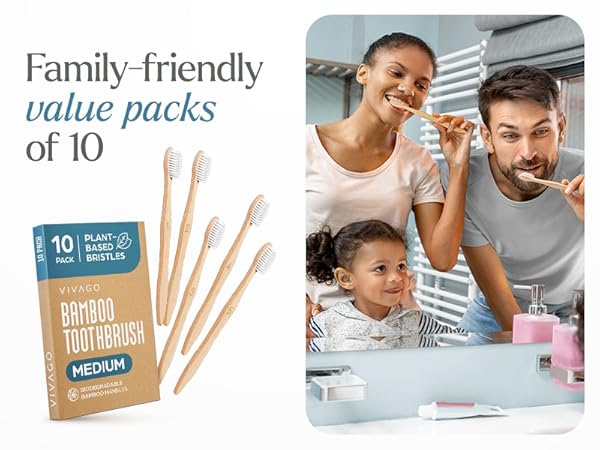 Bamboo Toothbrushes Medium Bristles