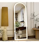 GLSLAND 20"x56" Arched LED Full Length Mirror with Lights – Wall Mounted or Standing Full Body Mi...