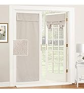 RYB HOME Tricia Room Darkening Curtains for French Door, Nature Linen Blended Privacy Roll Up Doo...