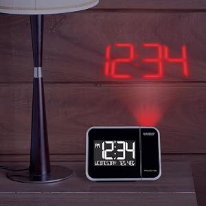 lacrosse, la crosse, 616-1412, projection, alarm, bedside clock, projected time, temperature