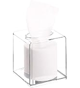 Acrylic Tissue Dispenser Box Cover Holder Clear Square Napkin Organizer for Bathroom, Kitchen and...