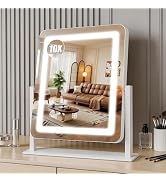 Vanity Mirror with Lights, 15"×12.2" Large LED Makeup Mirror with Light, HD Mirror, Smart Touch w...