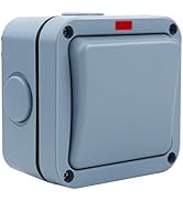 NineLeaf 1 Gang Outdoor Light Switch, IP66 15A 110-250V SPDT Waterproof Exterior Wall Electrical ...