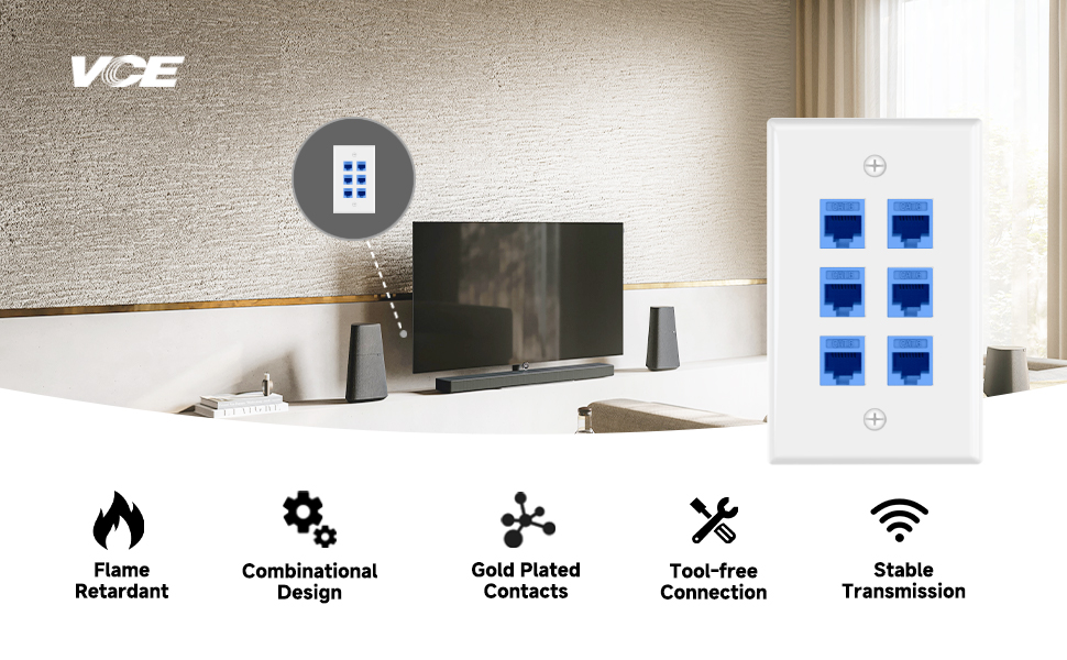 6-Port rj45 wall plate
