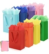 Epoesch 8 Pack Medium Gift Bags With Handles and 16 Tissue Paper, 8" X 5" X 10" Paper Bags Bulk f...