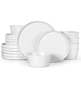 Herogo 18 Pieces Stoneware Dinnerware Dishes Set for 6, Dinner Plates and Bowls Sets, Reactive Gl...