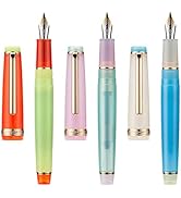 3 Jinhao 82 Fountain Pen Transparent Mixed Macaron Color Acrylic Medium Point Gold Trim with Conv...