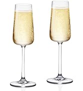 KAMMAK Champagne Flutes, 7.4oz Crystal Champagne Glasses Set of 2, Wine Glassware with Long Stem,...