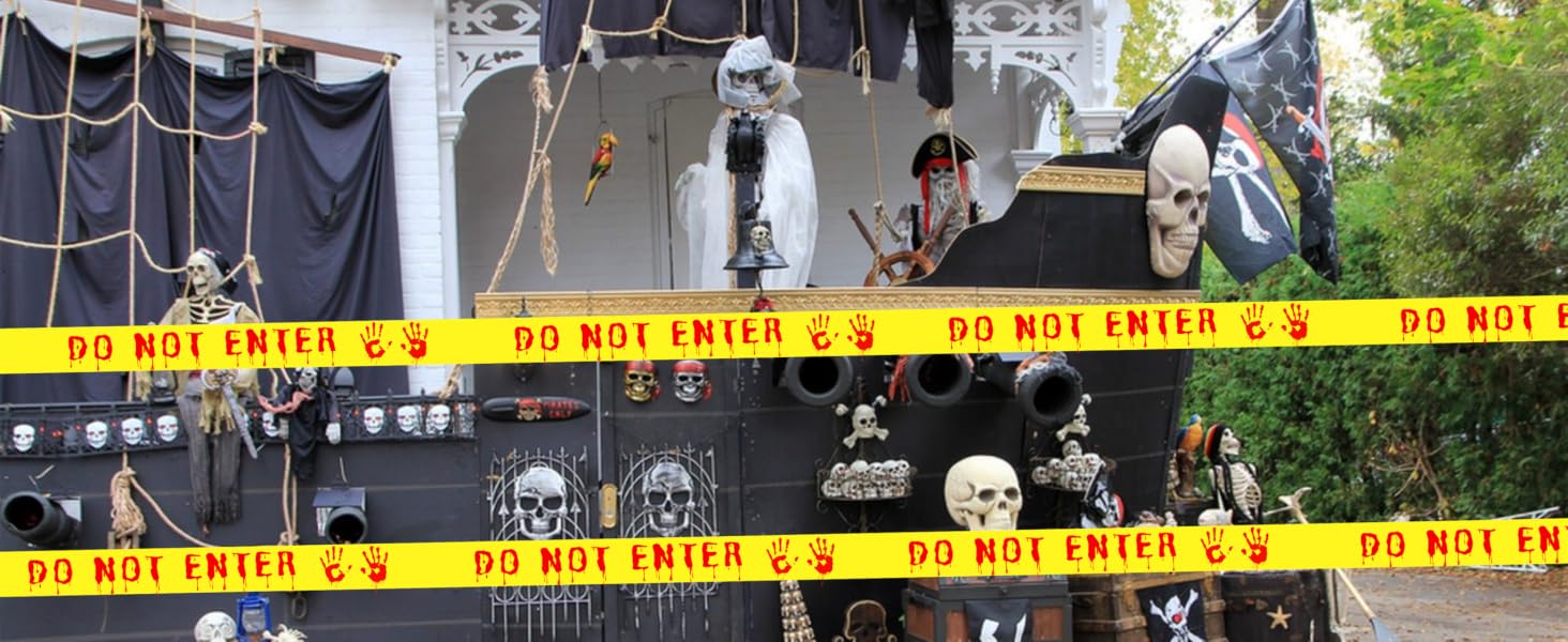 Halloween Decor Yellow Do Not Enter Warning Tape