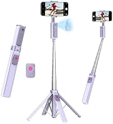 Funme 59'' Auto Face Tracking Tripod, 360° Rotation Selfie Stick for iPhone & Android with Wirele...