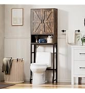 USHOWER Over The Toilet Storage Cabinet, Bathroom Organizers and Storage with Barn Doors, Thicken...