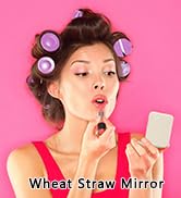 Kintion Wheat Straw Mirror, 1X/3X Magnification Pocket Mirror, Lighted Plastic Fiber Mirror, Fold...