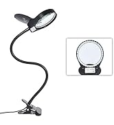 Magnifying Glass Lamp 3X 10X, Stepless Dimmable LED Magnifying Lamp with Dust Cover Metal Clamp,A...