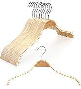 TOPIA HANGER Slim Natural Wood Hangers with Extra Soft Non-Slip Rubber Grips, 10-Pack High-Grade ...