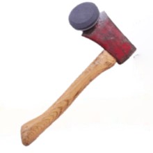 Lpuck being used to sharpen a axe