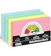 Chell Thick Ruled Index Cards 3x5 Inch Extra Heavyweight, 100 Count, Ruled Front and Blank Back, ...