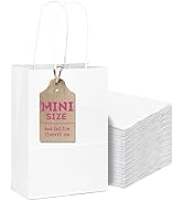 qiqee 25 Pcs White Mini Paper Gift Bags with Handles 6"x4.5"x2.5" Small Brown Kraft Party Favor T...