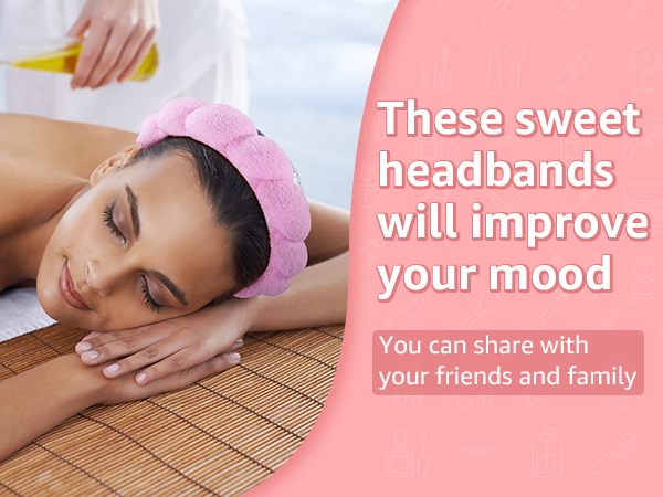 spa skincare headband makeup headband headband for washing face black pink headband