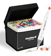 AnyMark Alcohol Markers Brush Tip, 120+1 Colors Dual Tip Brush & Chisel Alcohol-Based Art Markers...