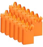 Ethhqu 12-Pack Orange Small Gift Bags with Handles - Includes 24 Tissue Papers, 6.3x4.7x2.4 Inche...
