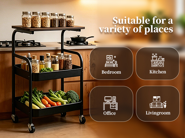 three tier rolling cart