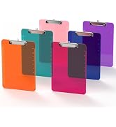 Macroclo Bulk Clipboards Set of 6, Colored Clear Clip Board 8.5x11 for Classroom, Students, Kid, ...