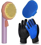 GJEASE Cat Grooming Glove Brush,Self-Cleaning Slicker Pet Brush for Short and Long Haired pats,Do...