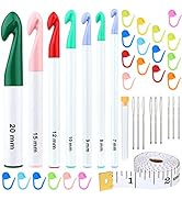 7 Sizes Large Crochet Hooks Set, 7mm-20mm Huge Crochet Hooks for Chunky Yarn, Ergonomic Crochet N...