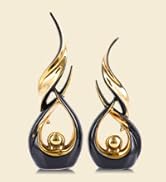 XMGZQ Gold Ceramic Abstract 2 Piece Statue Set,Mid Century Modern Abstract Art Home Decor Statue ...