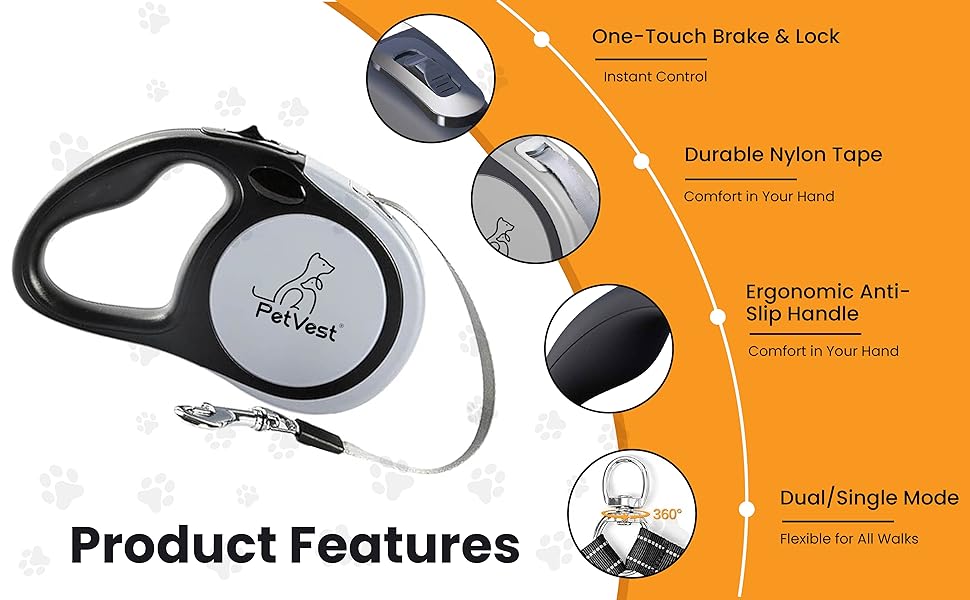 Dual Use, Detachable Design – Walk two dogs together or switch to single leash mode anytime.