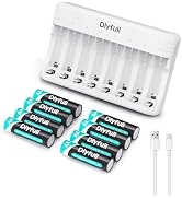 Dlypow U8 8 Bay AA AAA Battery Charger and 8 Pack 1.2V NiMH 2800mAh Long-Lastings Double A Rechar...