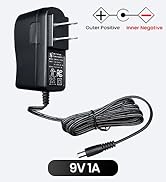 10FT UL Listed 9V 1A 1000mA Center Negative Power Supply Adapter, Horizontal Wall Plug, 9W 0.5A 5...