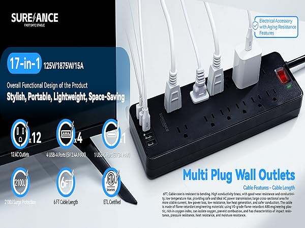 Power strip surge protector
