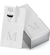 50-Pack Monogrammed Napkins With Pocket For Flatware, 16
