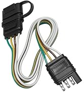 Hoypeyfiy Trailer Light Wiring Harness Kit,4 Wires 4-Way Plug 4 pin Flat Wire Extension Male & Fe...