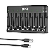 DLYPOW 8 Bay AA AAA Battery Charger with USB-C High-Speed Charging, Independent Slot for Ni-MH Ni...