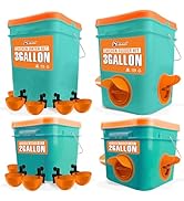 Automatic Chicken Feeder and Waterer Set(4 Buckets/2-3 gallons), Chicken Feeder Ports & Water Cup...