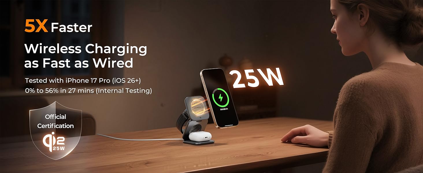 magnetic charger stand compatible with iphone 17 pro max charger for iphone 17 air charging station