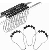 Amazer Black Shower Curtain Hooks, Decorative Rust Proof Acrylic Balls Shower Curtain Hooks, Stai...