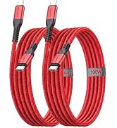 LENTION USB-C to USB-C Cable, 2-Pack 100W Fast Charging 6.6ft (2m) Long Braided Cable for iPhone ...