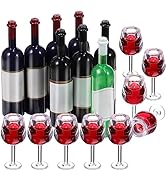 NUOBESTY Mini Bottles 18Pcs Dollhouse Champagne Set Miniature Red Wine Bottle Mini Cocktail Glass...