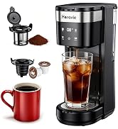 All-in-1 Single Serve Coffee Maker, Fit 7.8" Travel Mug, Hot & Iced K Cup Coffee Machine with 5 B...
