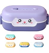WYGLHLF Bento Box, with Cutlery Set Portable Lunch Box, 700ML Leak-proof 2 Compartment Lunch Cont...