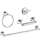 AGKXHDEC 4-Piece Bathroom Hardware Set: Chrome Bathroom Accessory Set, Towel Bar,Towel Ring,Toile...