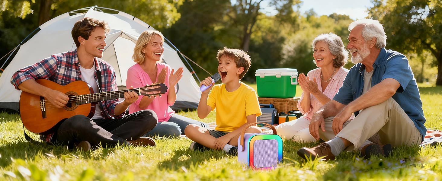 Kids Karaoke Machine for Ages 3-12, Portable Bluetooth Speaker with Two Wireless Microphones