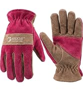 AOUCHI Leather Work Gloves for Women with Cotton Lining, Thorn Proof Gardening Gloves for TIG/MIG...