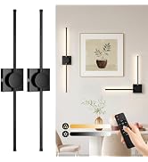 HLCZLUZ 10000mAh Battery Operated Wall Sconce, Square Base, Black | 360° Adjustable Light Bars, 3...