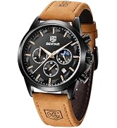BENYAR Mens Watch Analog Quartz Movement Chronograph Stylish Casual Wristwatch with Stainless Ste...