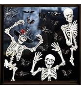DIYASY Large Halloween Window Clings, Skeleton Window Stickers Double-Sided Home Bats Sticker Dec...